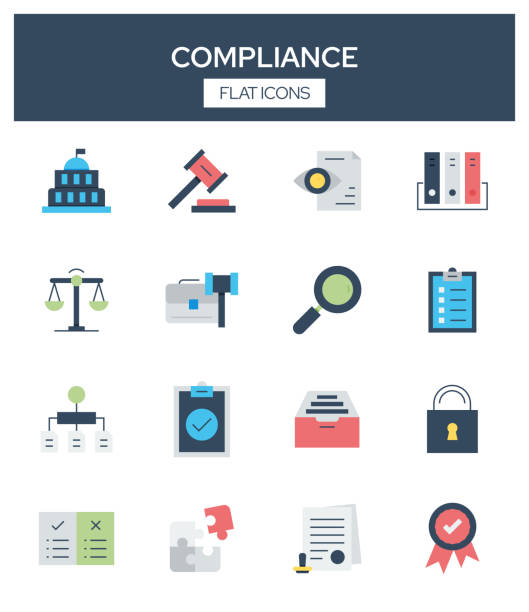 Compliance Related Modern Flat Icons Vector Collection Compliance Related Modern Flat Icons Vector Collection flat design icons stock illustrations
