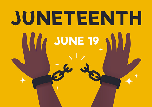 Juneteenth freedom breaking chains concept.