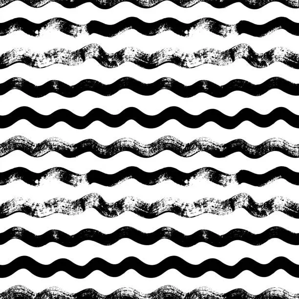 Vector illustration of Wavy grunge lines vector seamless pattern.