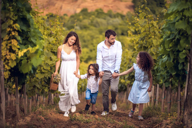 istock Family walking trough vineyard.  Time for walk. 1317557959