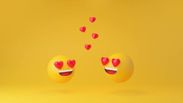 istock Love emoticon yellow head 3d rendering. 1317560265