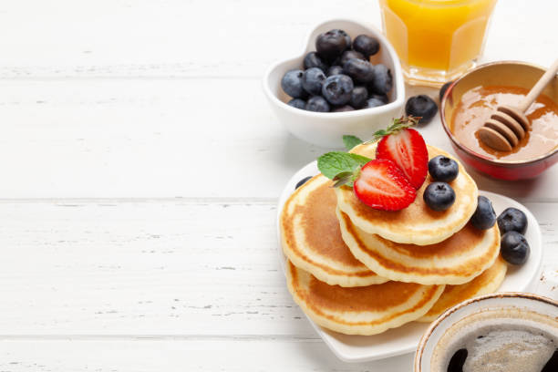 istock Healthy breakfast with pancakes 1317561231