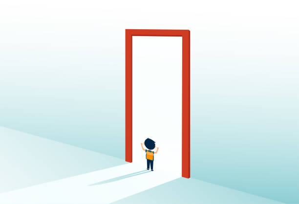 istock Vector of a student standing at a door of future opportunities 1317561235