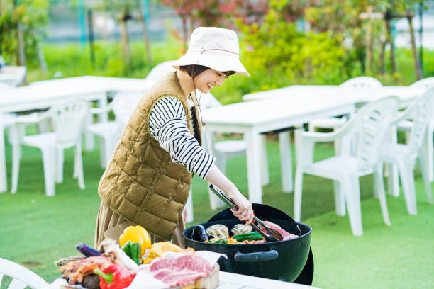 istock Woman baking ingredients on BBQ 1317561343