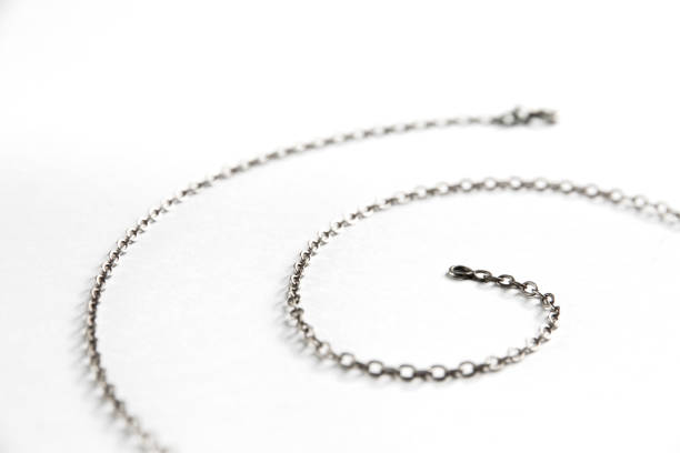istock Silver chain necklace isolated on white background 1317562113
