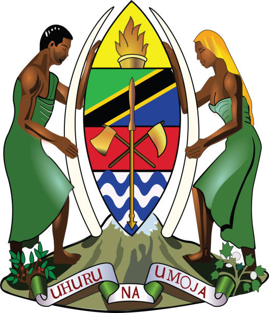 Coat of arms of Tanzania Official current vector coat of arms of the United Republic of Tanzania tanzania stock illustrations