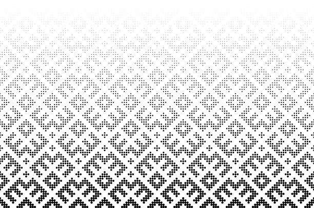 Seamless halftone vector background.Middle fade out. 96 figures in height. Seamless halftone vector background.Filled with black circles .Middle fade out. Based on Russian traditional ornament. 96 figures in height. fade in stock illustrations