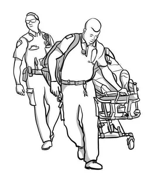 Vector illustration of Emergency Patient On Stretcher