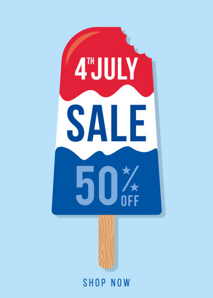 4th of July Sale with ice-cream background. For advertising, poster, banners, leaflets, card, flyers and background. 4th of July Sale with ice-cream background. For advertising, poster, banners, leaflets, card, flyers and background. Vector illustration. Stock illustration popsicle stock illustrations