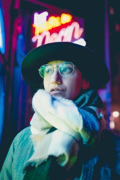 istock Hipster girl night portrait 1317580820