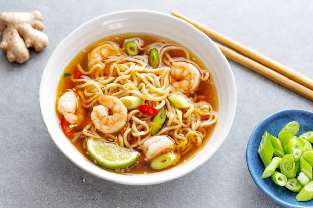 istock Asian noodles on plate on dark background 1317580901