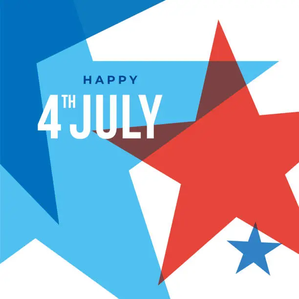 Vector illustration of Happy Fourth of July - United Stated independence day greeting. Beautiful modern greeting card with stars.