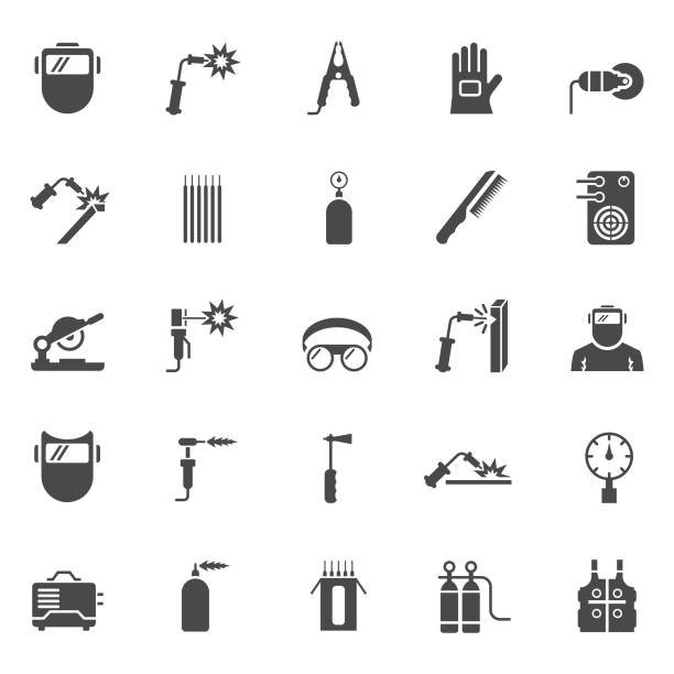 ilustrações de stock, clip art, desenhos animados e ícones de welding icon set - soldar