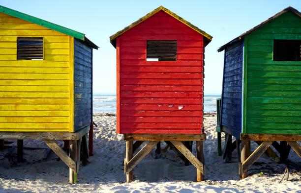 istock Bright beach changing rooms at Muizenberg, Cape Town 1317586906