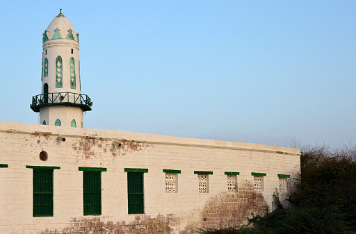 Berbera, Sahil Region, Somaliland, Somalia: Turkish mosque with its ornate minaret - Ottoman colonial architecture in Burao Sheekh district- Masaajidka turkiga.