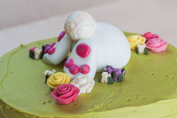 istock Easter cake with bunny and flowers. 1317588236