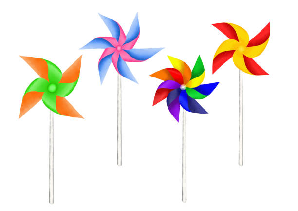 istock Colorful paper Windmill drawing illustration isolated on white background and clipping path 1317589611