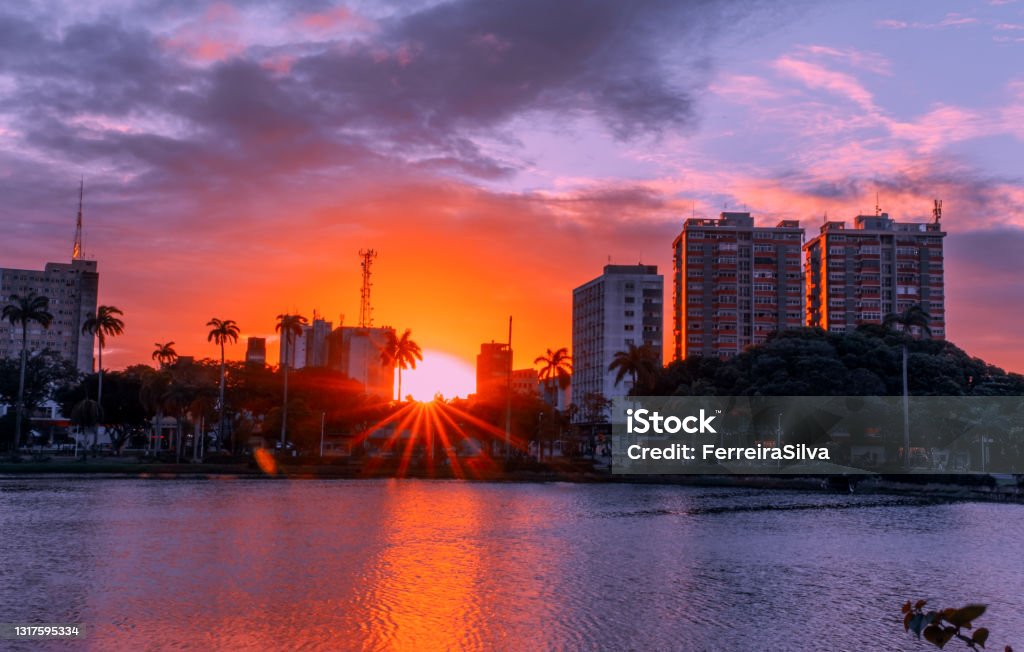 Sunset  in Joao Pessoa Joao Pessoa, Paraíba, Brazil:Solon de Lucena lagoon in Joao Pessoa downtown. João Pessoa Stock Photo