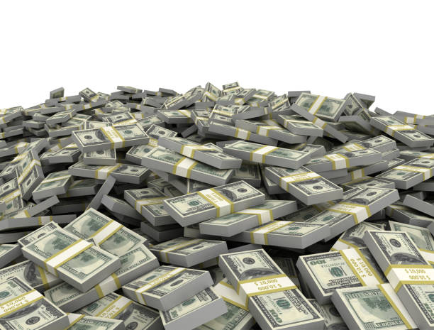 istock Big pile of us dollars isolated on white background 1317598585