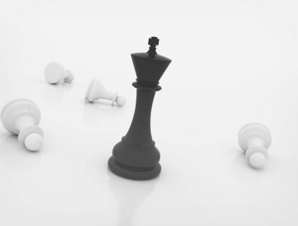 istock Leader and competition. White Chess King among lying black Pawns, isolated on white 1317598591