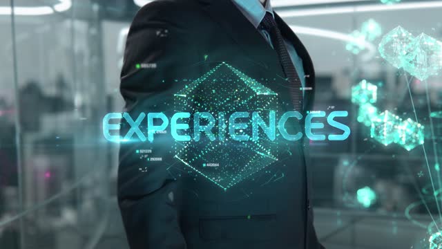 Businessman with Experiences hologram concept