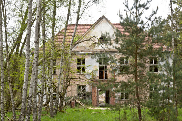 Vogelsang, Germany - Mai 25, 2017: In 1951 a city was built in the middle of the forest to the north of Berlin where Soviet nuclear weapons were stored. Completely cut off from the outside world, 15,000 people lived there.