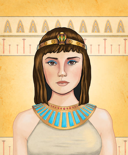 클레오파트라 초상화 - egypt painted image beauty cleopatra stock illustrations