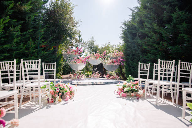 istock Decorative design of a wedding arch with flowers. 1317608234