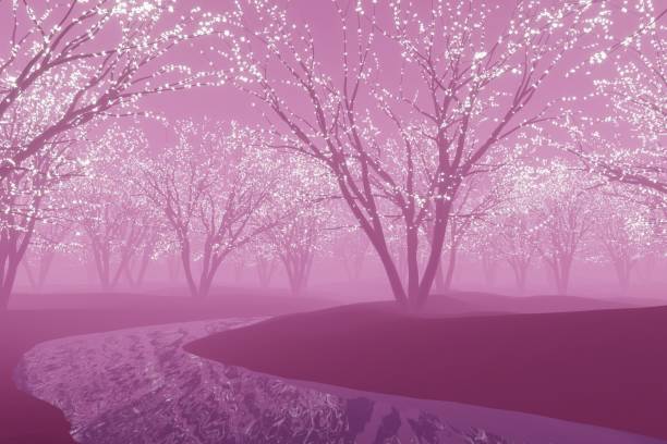istock Sakura cherry blossom garden background 3d render 1317608507