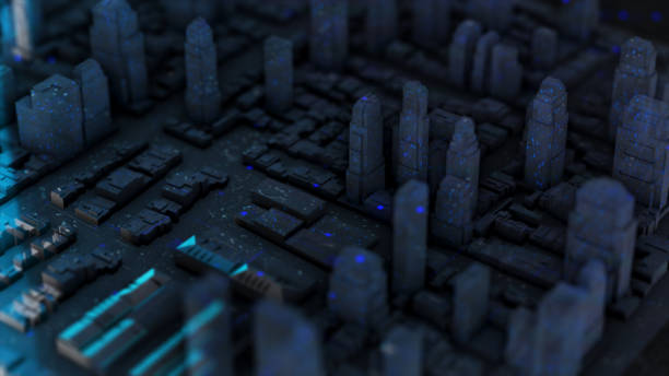istock Technological digital background consisting of a futuristic abstract city 1317608888