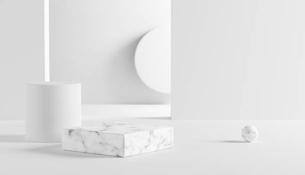 istock Empty white marble podium on pastel white color background, Product Stand. 1317610436