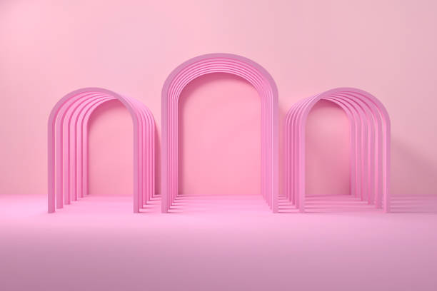 istock Pink repeating arches geometric shapes 1317613985