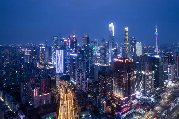 istock Aerial view of urban night 1317617220