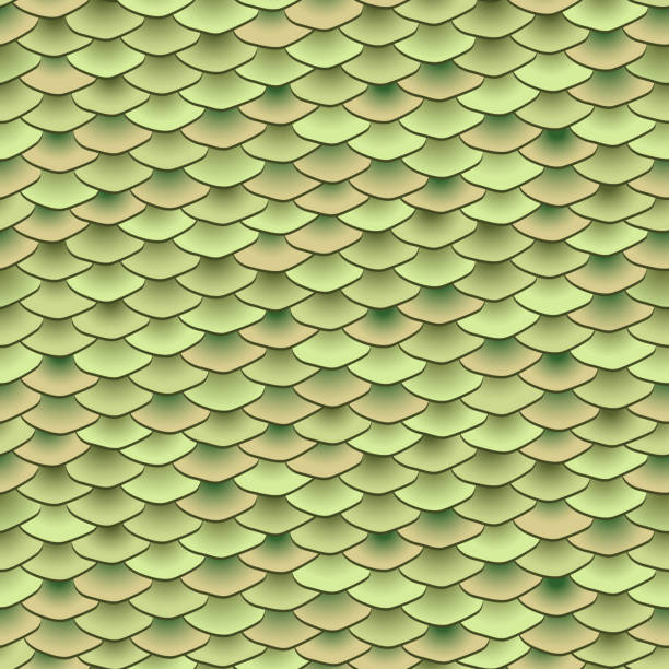istock Seamless pattern. Realistic imitation of scales of fish. Green scales with black lines background. Animal print. 1317618344