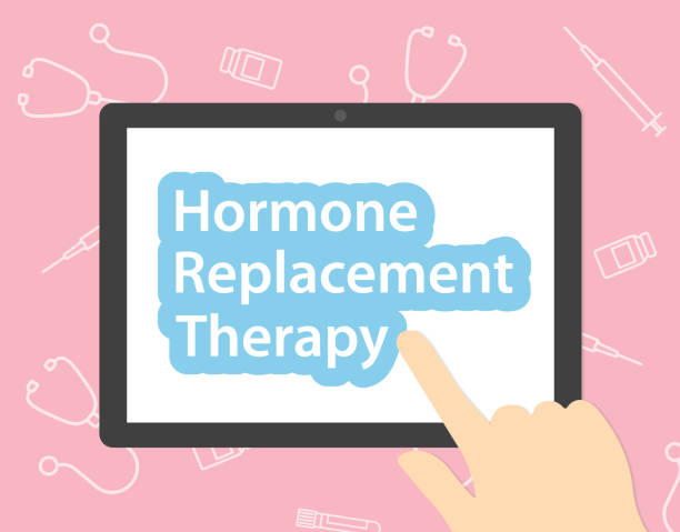 Hormone Replacement Therapy concept, online searching or medical consultation Hormone Replacement Therapy concept, online searching or medical consultation - vector illustration hormone therapy stock illustrations