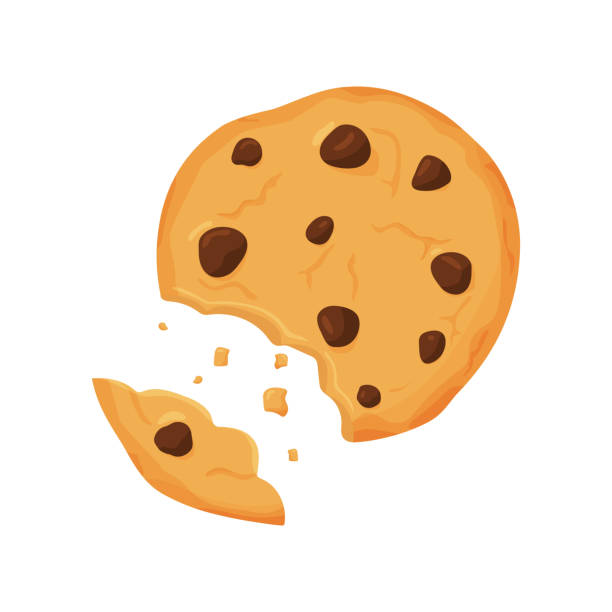 illustrations, cliparts, dessins animés et icônes de illustration vectorielle des biscuits doux avec des morceaux de chocolat. illustration pour le site, le menu et d’autres choses. - chocolate chip cookie cookie chocolate stack