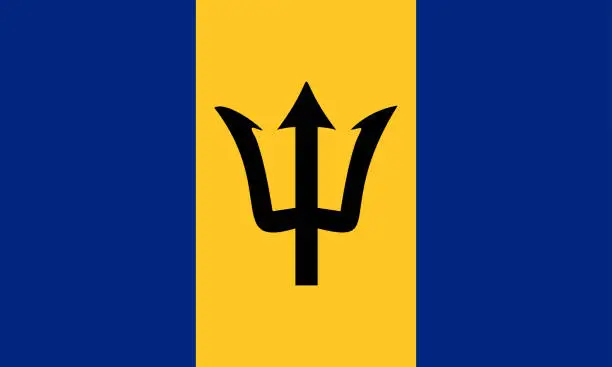 Vector illustration of vector illustration of the Barbados flag. patriotic concept