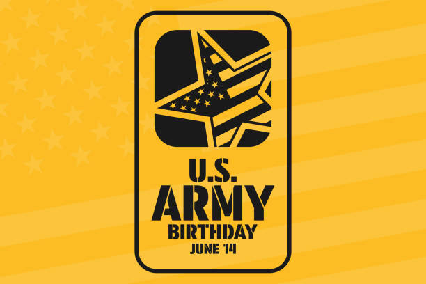 ilustrações de stock, clip art, desenhos animados e ícones de u.s. army birthday. june 14. holiday concept. template for background, banner, card, poster with text inscription. vector eps10 illustration. - army