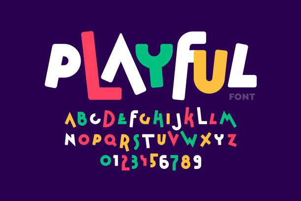 игривый стиль детского шрифта - typescript stock illustrations