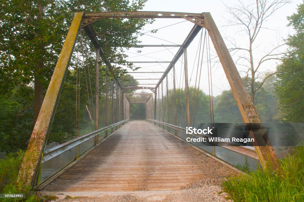 Denniston Bridge-Built 1883-243 feet--one lane-over the Eel River-Miami County Indiana Antique Stock Photo