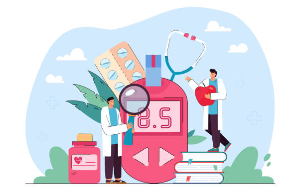 ilustrações de stock, clip art, desenhos animados e ícones de tiny doctors checking blood glucose level - hypoglycemia
