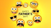 Several Facial Expressions of A Father in Emojis with Happy Father's Day Text