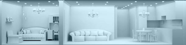 istock interior of three rooms in plain color 1317626378