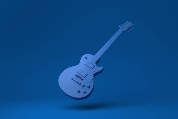 kuvapankkikuvat ja rojaltivapaat kuvat aiheesta blue electric -kitara kelluu sinisellä taustalla. minimaalinen konseptiidea luova. yksivärinen. 3d-renderöinti. - rock object