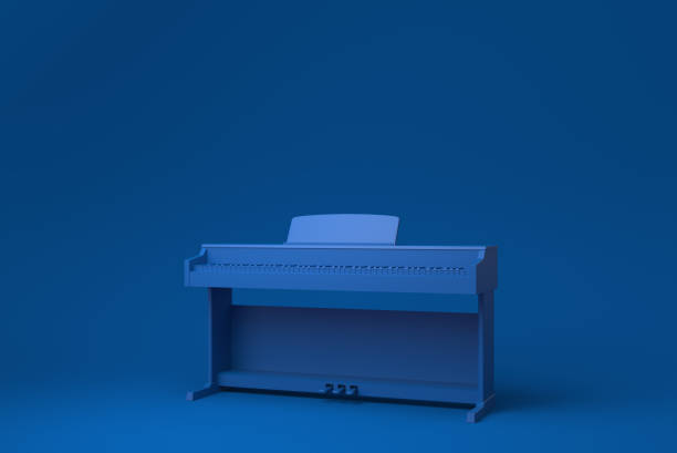 istock Blue Grand piano in blue background. minimal concept idea creative. monochrome. 3D render. 1317627265