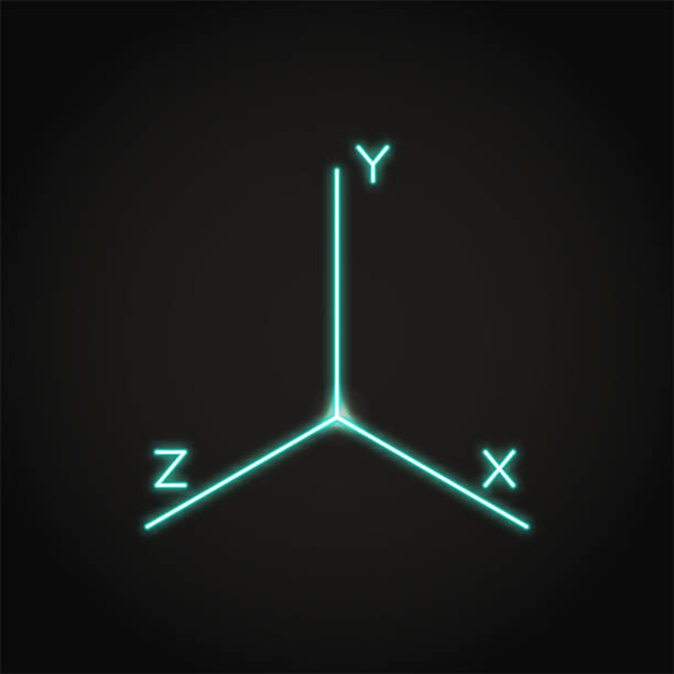 neon-koordinatenachsensymbol im linienstil - axt grafiken stock-grafiken, -clipart, -cartoons und -symbole