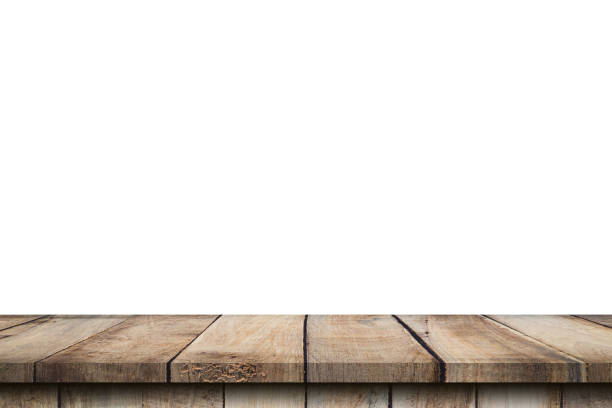 istock Empty wood table on isolate white background and display montage with copy space for product. 1317629491