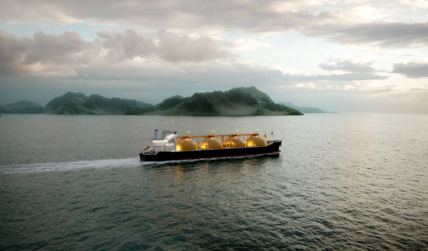 istock 3D rendering gas tanker sailing in ocean 1317634528