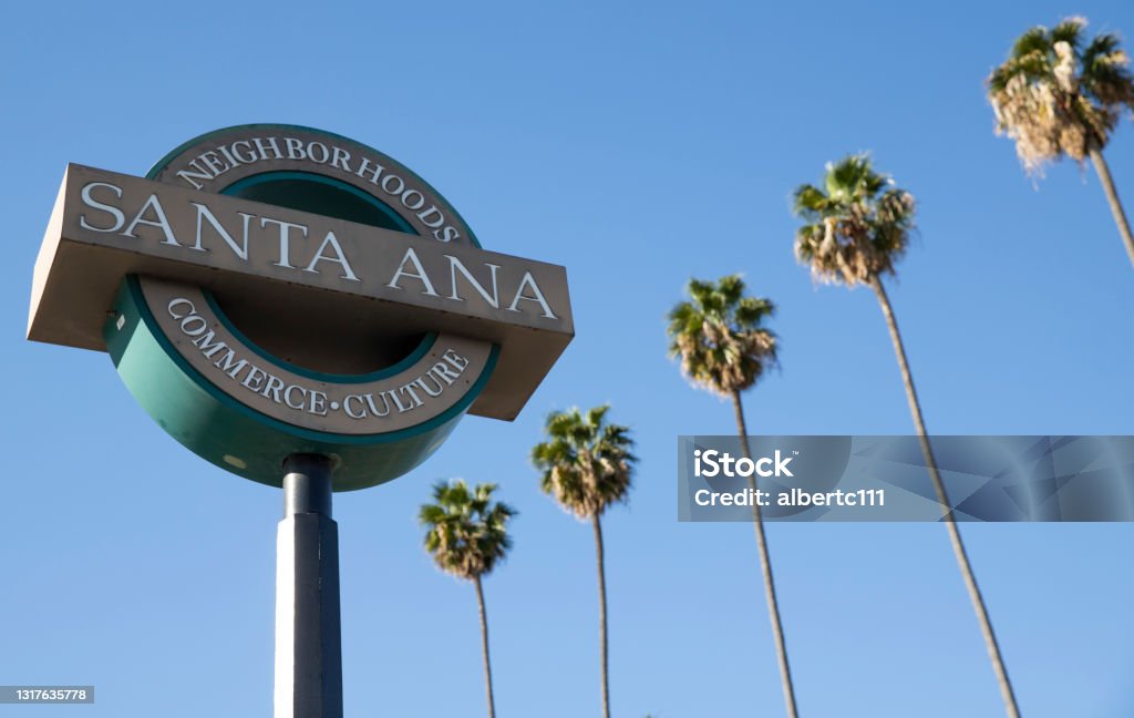 Santa Ana California Public Welcome Sign Santa Ana - California Stock Photo