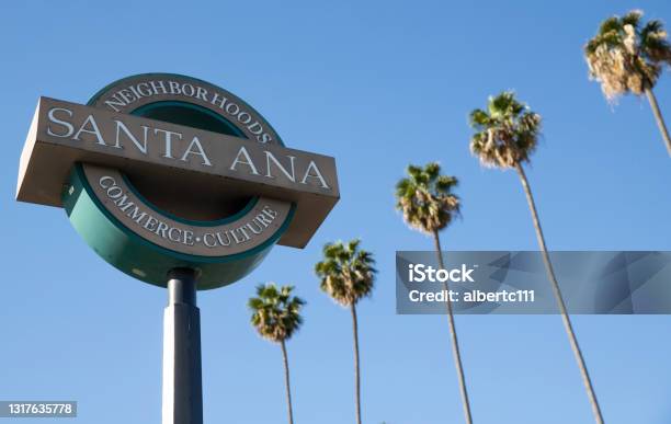 Santa Ana California Public Welcome Sign Stock Photo - Download Image Now - Santa Ana - California, Welcome Sign, City